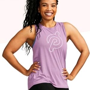 Peloton Womens XS Purple Logo Sleeveless Splice Athletic Tank Top Workout